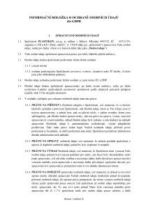 PLASTIKOV - Informační doložka GDPR strana 1